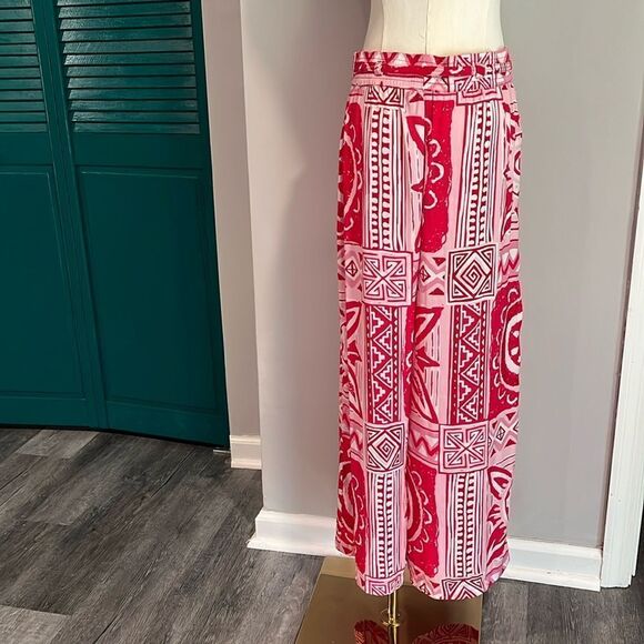 Rachel Zoe NWT boho red pink wide leg pant - M - Picture 5 of 8